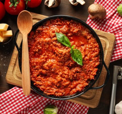 Bolognese sauce, concept of tasty and delicious food