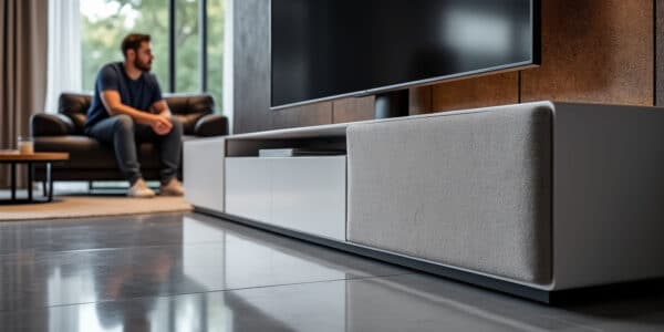 découvrez le meuble tv à led blanc laqué horizon, alliant design contemporain et praticité. offrez à votre salon une touche moderne et élégante avec ce meuble fonctionnel et lumineux.