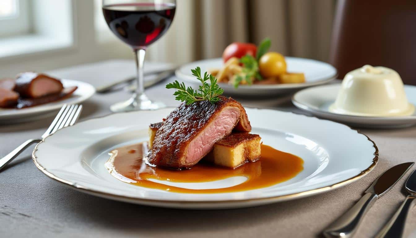 découvrez comment impressionner vos convives avec notre recette délicieuse de canard confit accompagné d'une sauce onctueuse au foie gras, pour un repas raffiné et gourmand.