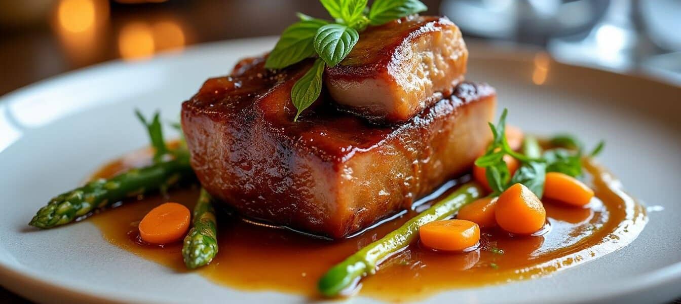 découvrez une recette élégante de canard confit accompagné d'une sauce au foie gras pour impressionner vos convives lors de vos repas.