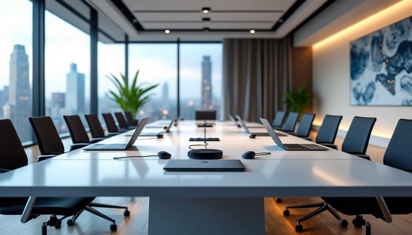 optimisez vos présentations grâce à notre table de réunion professionnelle, idéale pour des conférences efficaces et un environnement de travail dynamique.