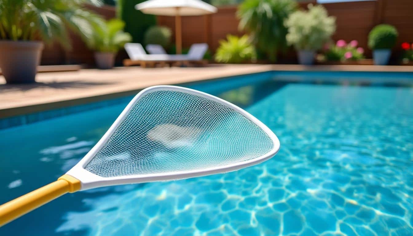 améliorez la clarté de votre eau de piscine grâce à notre filet en maille fine, idéal pour éliminer les impuretés et garder votre bassin propre et limpide.