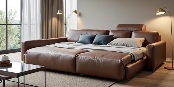 découvrez notre sélection de canapés convertibles en cuir alliant design élégant et fonctionnalité optimale pour un intérieur à la fois moderne et confortable.