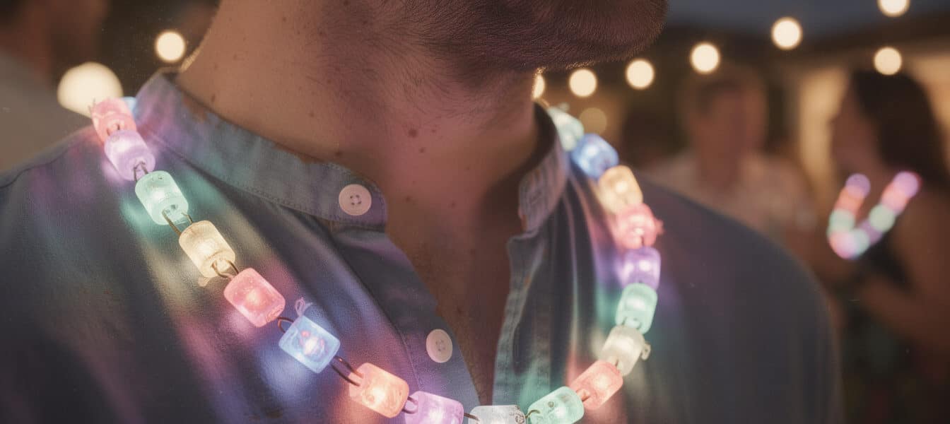 découvrez les colliers lumineux pour soirée, symboles parfaits de fête et de créativité, idéals pour illuminer vos événements et apporter une touche originale à vos célébrations.