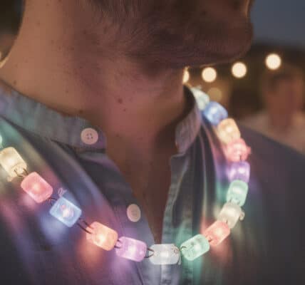 découvrez les colliers lumineux pour soirée, symboles parfaits de fête et de créativité, idéals pour illuminer vos événements et apporter une touche originale à vos célébrations.